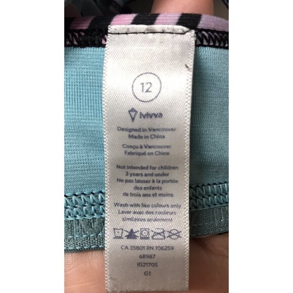 Ivivva by Lululemon Blue & Black Striped Drill Sports Bra Size 12 Power Y Back - Picture 3 of 3